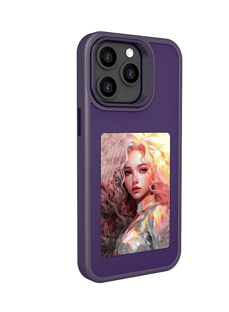 Smart Ink Phone Case,DIY Ink Screen,Compatible with IPhone15Pro,purple - Image 2