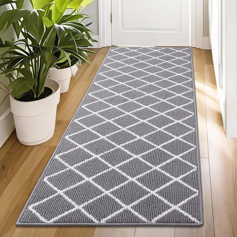 Finchitty Indoor Door Mat, Dirt Resistant and Absorbent, Low-Profile, Non-Slip, Washable Inside Floor Mats for Front Door, Back, and Entrance, 59" x 23", Grey - Image 1