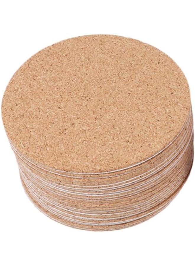 36Pcs Self Adhesive Cork Gasket Strips Round Coasters Insulation Backing Decorative - Image 1