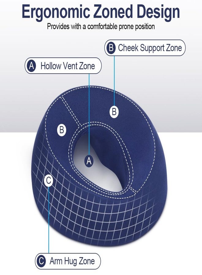 AOOSA Face Down Pillow for Massage, Massage Headrest for Bed, Face Pillow for Stomach Sleeping, BBL Pillow After Surgery Post Eye Surgery Vitrectomy Recovery, for Spa Salons Beauty Office, Dark Blue - Image 4