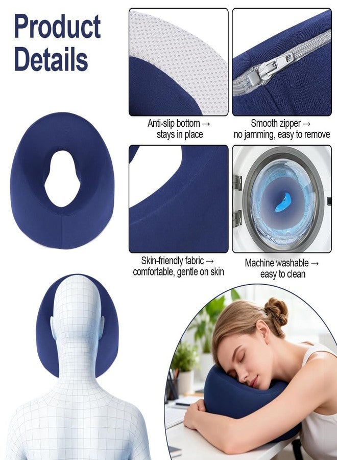 AOOSA Face Down Pillow for Massage, Massage Headrest for Bed, Face Pillow for Stomach Sleeping, BBL Pillow After Surgery Post Eye Surgery Vitrectomy Recovery, for Spa Salons Beauty Office, Dark Blue - Image 5