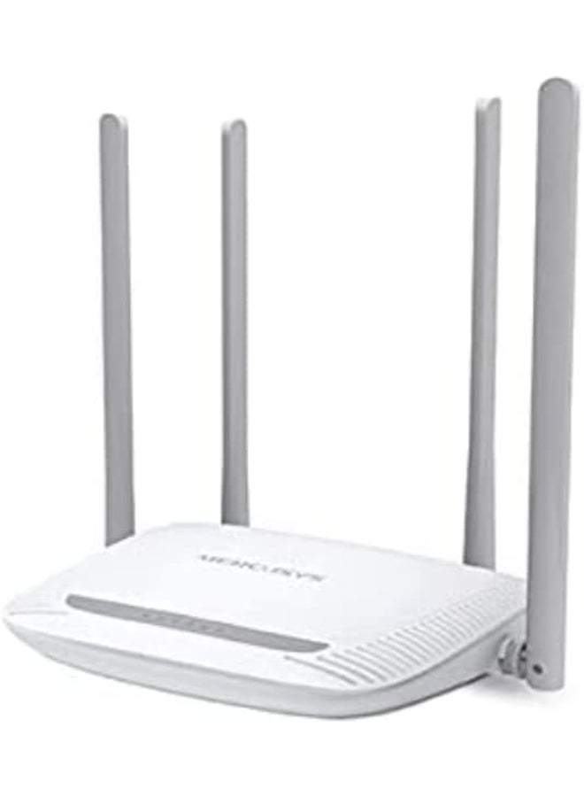 MERCUSYS N300 Wi-Fi Router
SPEED: 300 Mbps at 2.4 GHz
SPEC: 4× Fixed External Antennas, 3× 10/100 Mbps LAN Ports, 1× 10/100 Mbps WAN Port
FEATURE: MERCUSYS APP, Reset Button, IPTV, IPv6, Parental Controls, Guest Network, Easy Installation, ISP Preset (Agile Config) White - Image 1