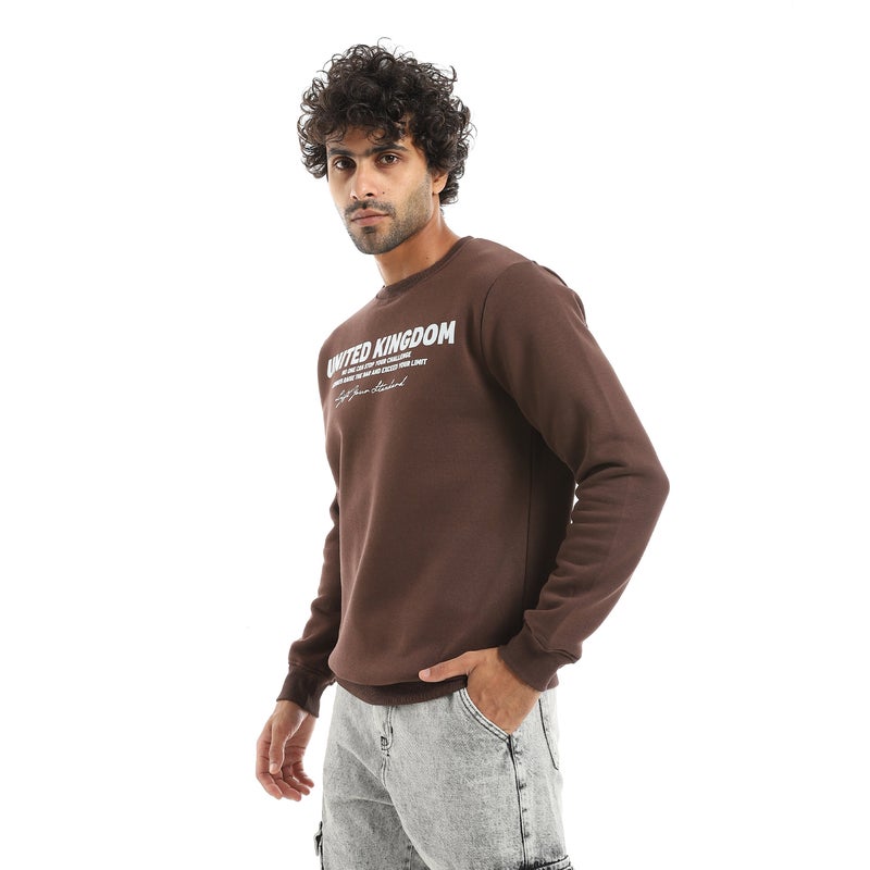 Andora Brown Printed Long Sleeves Round Neck Sweatshirt-Brown - Image 2