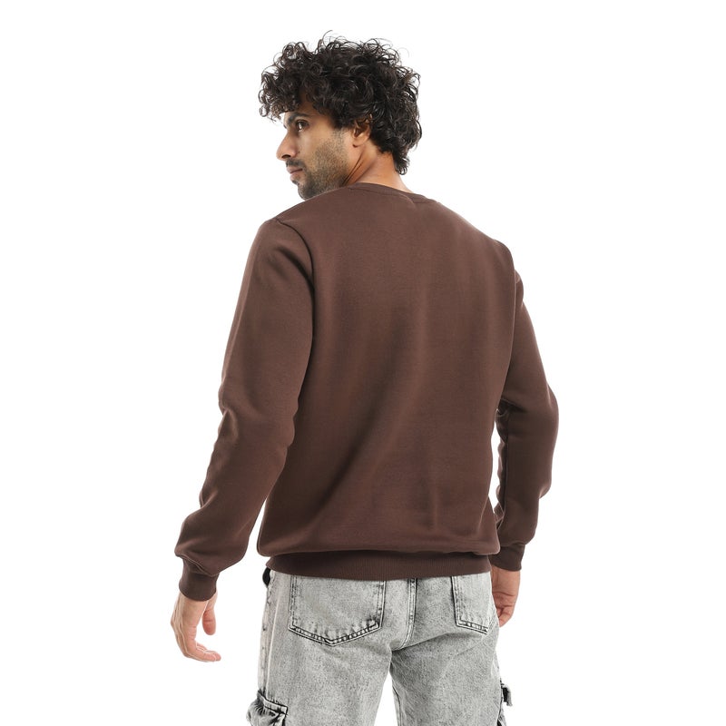 Andora Brown Printed Long Sleeves Round Neck Sweatshirt-Brown - Image 3
