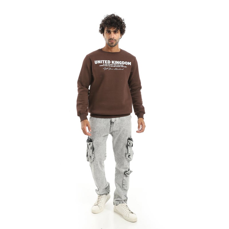 Andora Brown Printed Long Sleeves Round Neck Sweatshirt-Brown - Image 5
