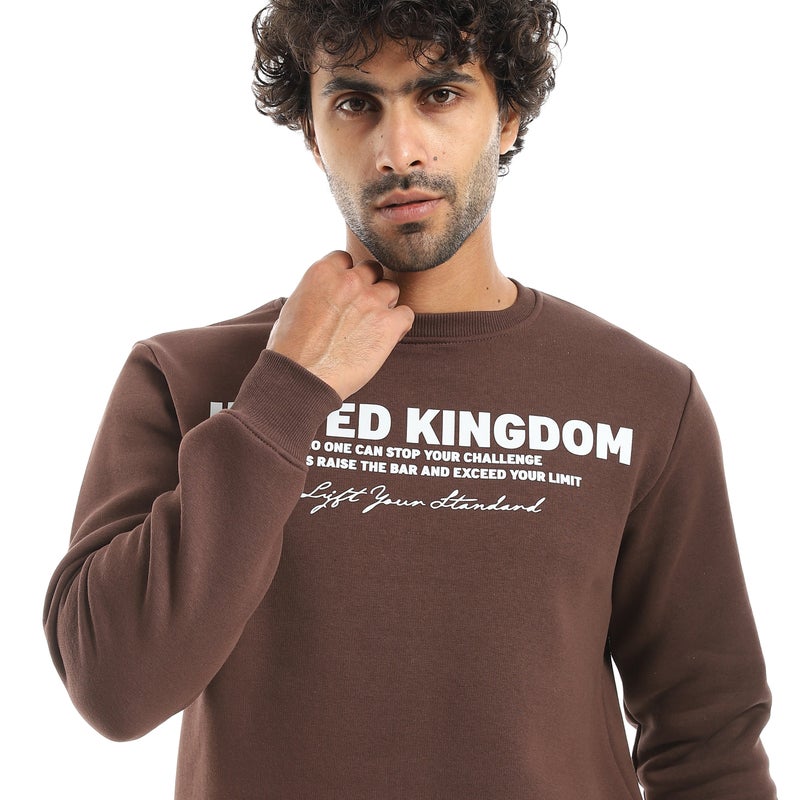 Andora Brown Printed Long Sleeves Round Neck Sweatshirt-Brown - Image 4