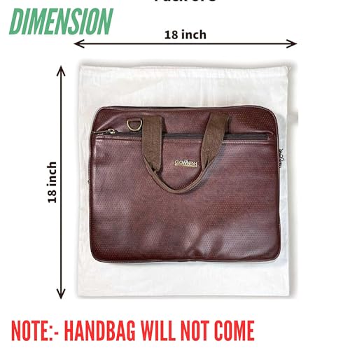 FAB ELLITE Cotton Dust Bags for Handbags | Foldable Travel Storage Pouches with Drawstring | Purse & Clutch Organizer for Wardrobe & Closet | (Pack of 5) (COTTON DUST BAG) (Packing Cubes) - Image 3