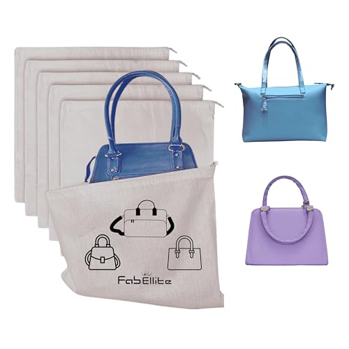 FAB ELLITE Cotton Dust Bags for Handbags | Foldable Travel Storage Pouches with Drawstring | Purse & Clutch Organizer for Wardrobe & Closet | (Pack of 5) (COTTON DUST BAG) (Packing Cubes) - Image 1