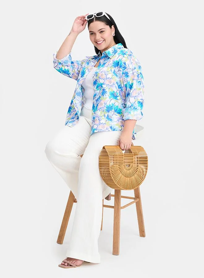 Virgio VIRGIO Linen Printed Button Shirt