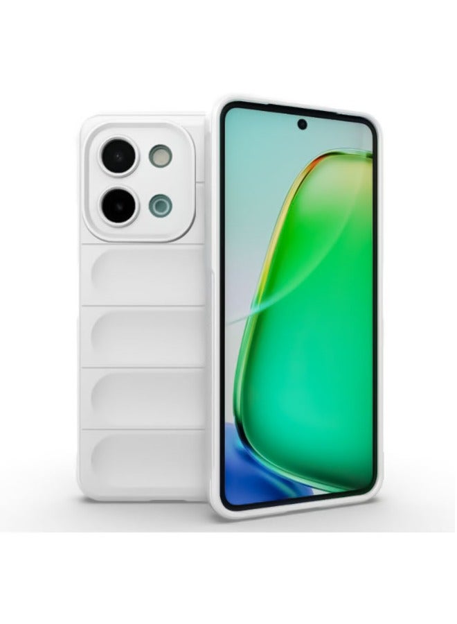 Premium Protection Back Silicone Case Compatible with Oppo Reno 13 5G Magic Shield Shockproof Case with Camera Protection (White)