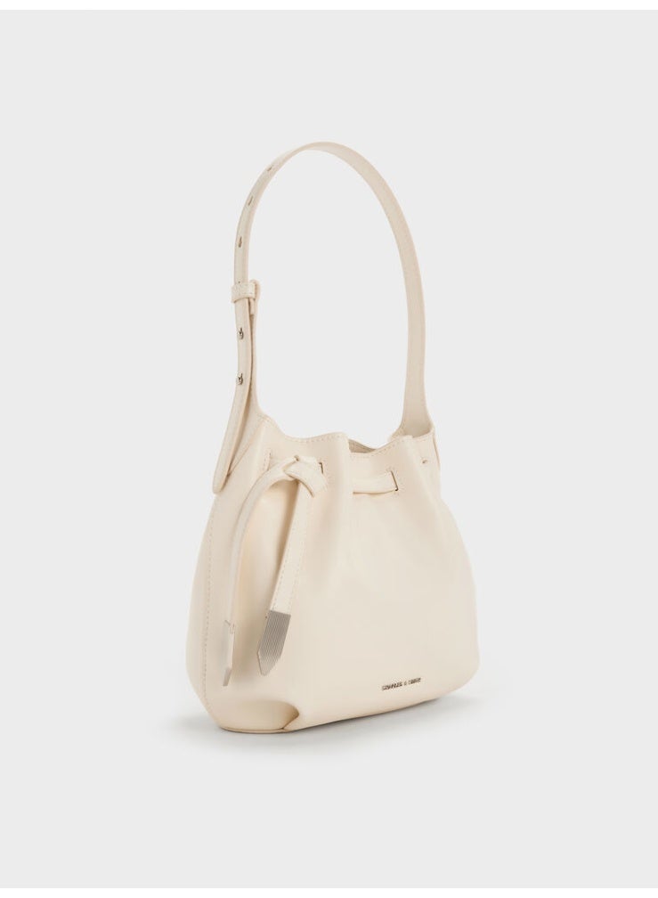 Charles & Keith Clementine Metallic-Accent Drawstring Bucket Bag - Image 3