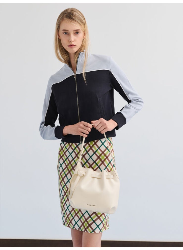 Charles & Keith Clementine Metallic-Accent Drawstring Bucket Bag - Image 2