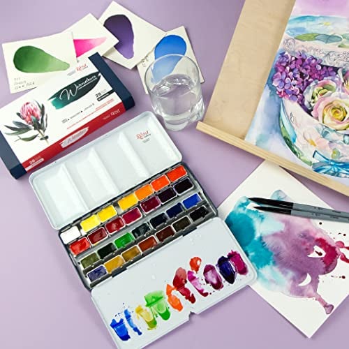 ROSA Gallery Botanical Watercolor Paint Set, Vibrant Kit Designed by Professional Artists, Washable, High Lightfastness Pigments, Made in Ukraine, Packed in Metal Paint Box, 28 Ct. - Image 2