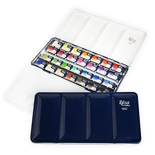 ROSA Gallery Botanical Watercolor Paint Set, Vibrant Kit Designed by Professional Artists, Washable, High Lightfastness Pigments, Made in Ukraine, Packed in Metal Paint Box, 28 Ct. - Image 5