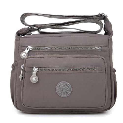 Pealwel Women Shoulder Handbag Roomy Multiple Pockets Bag Ladies Crossbody Purse Tote Top Handle Satchel(Grey) - Image 1
