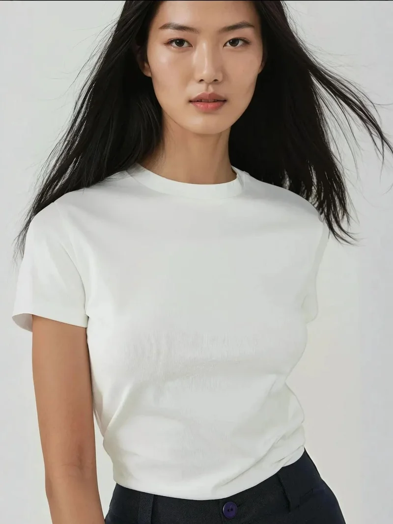 هيكاب تيشيرت قطن بياقة دائرية وقصة عادية