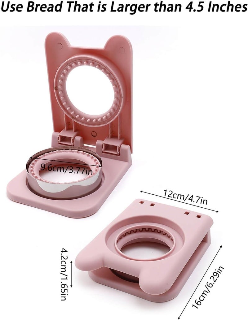 Birvan BIRVAN Sandwich Cutter N Sealer Serrated Design Stainless Steel Sandwich Maker Pocket Sandwiches Cutter Uncrustables Maker Bread Toast Making Mold for School Kids Lunch Box Multicolor Round - Image 2