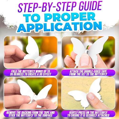 Luxbon 100Pcs White Butterfly Decor Set - 3D Paper Butterflies for Bedroom, Nursery & Crafts - Removable Wall Decals with a Durable Adhesive Base and Lightweight Design - Image 5