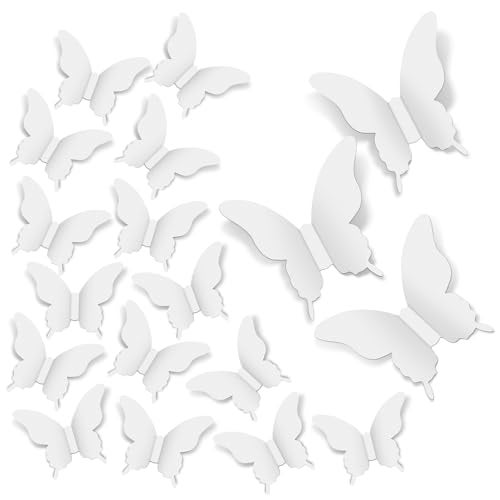 Luxbon 100Pcs White Butterfly Decor Set - 3D Paper Butterflies for Bedroom, Nursery & Crafts - Removable Wall Decals with a Durable Adhesive Base and Lightweight Design - Image 1