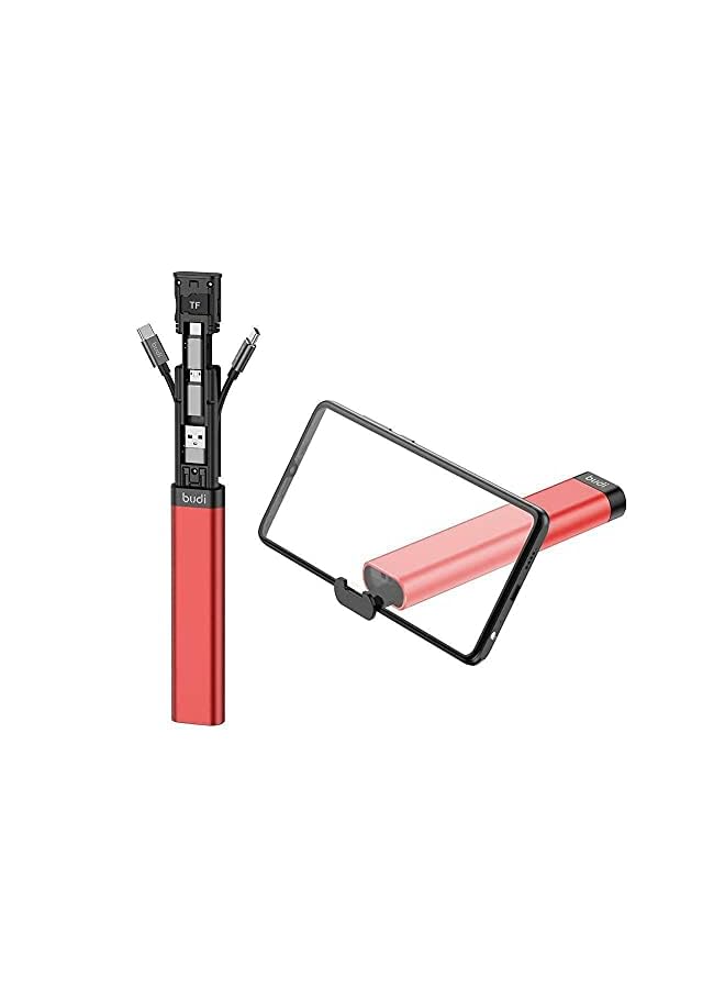 fonefunshop Budi 9-in-1 Essential Travel Charging & Data Sync Cable Stick - Red - Image 4
