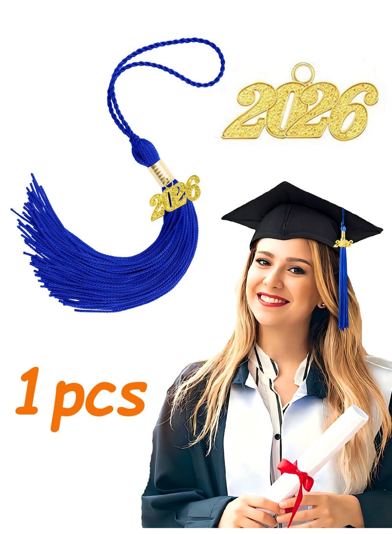 Navy Blue Graduation Cap Tassel, 2026 Gold Charm Pendant Graduation Hat Tassels, Graduation Hat Decorative Accessories for 2026 Graduate Ceremony - Image 1