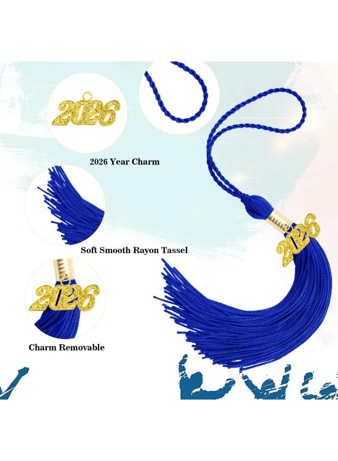Navy Blue Graduation Cap Tassel, 2026 Gold Charm Pendant Graduation Hat Tassels, Graduation Hat Decorative Accessories for 2026 Graduate Ceremony - Image 3