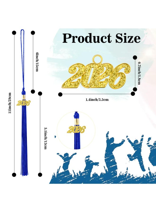 Navy Blue Graduation Cap Tassel, 2026 Gold Charm Pendant Graduation Hat Tassels, Graduation Hat Decorative Accessories for 2026 Graduate Ceremony - Image 2