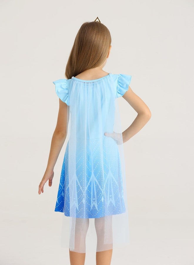 WonderBabe Girls Princess Costumes Snow Queen Princess Dresses Fancy Dress Up with Cape for Toddler Christmas Snow Party Cosplay size 3-4t - Image 3