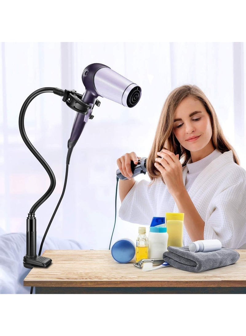 Excefore Hair Dryer Holder, 360 Degrees Rotatable Hands Free Pet Hair Dryer Stand Aluminium Magnesium Alloy Gooseneck Three-Jaw Bracket with Adjustable Clamp Mount for Dog Cat Grooming, Makeup Table(Black) - Image 5