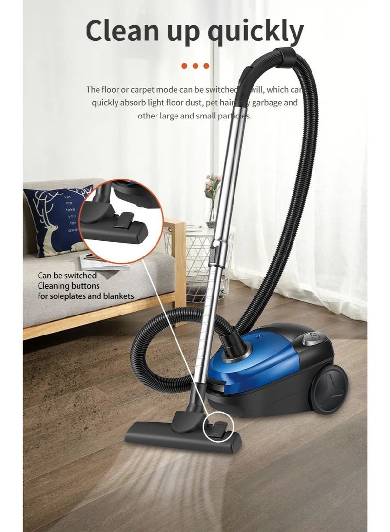 2000W Wet and Dry Canister Vacuum Cleaner High-Power Bagged Vacuum for Home Office & Commercial Use  4.5M Cord  Blue - Image 2