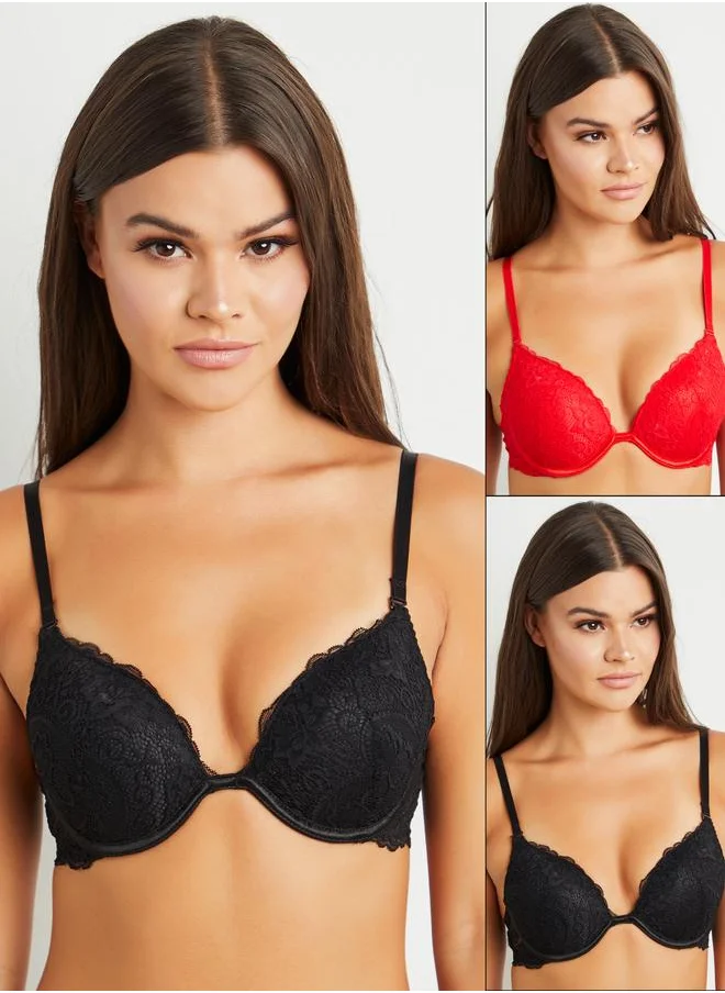Styli Styli Pack of 2 - Padded Wired All Lace Plunge Bra