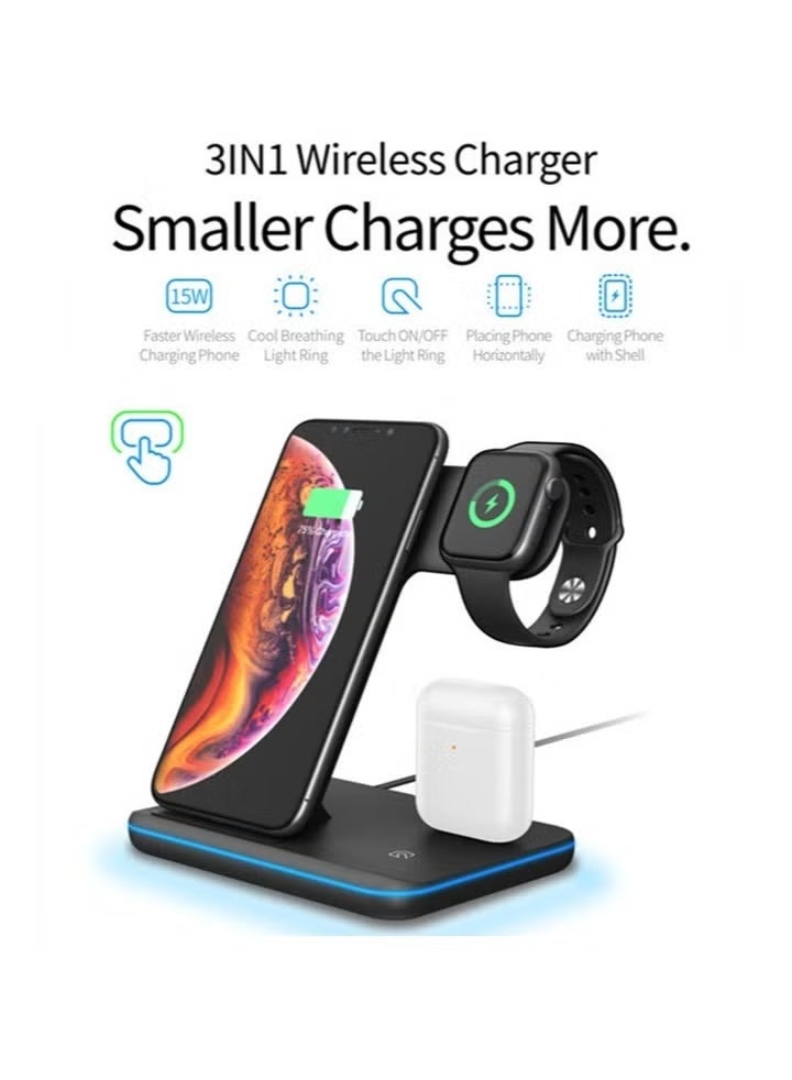 شاحن لاسلكي سريع احترافي لأجهزة Apple iPhone/Android/Smartwatch وAir Pods - Image 3