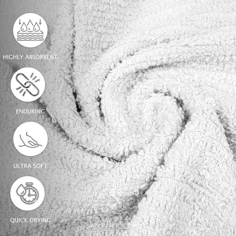 Zuperia Bar Mop Kitchen Towels - Pack Of 12 (16""X19 ) 100% Ring Spun Cotton - Dish Washcloths For Superb Cleaning And Less Lint - Highly Absorbent Dish Cloths And Dish Towels For Everyday Use (White) - Image 3