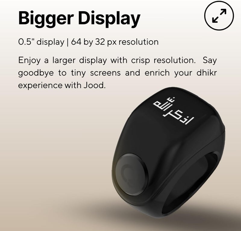 خاتم ، خاتم tasbih ، الصلاة المسلمة ، تذكير توقيت الصلاة ، شاشة OLED ، العداد ، مقاوم للماء IPX67 ، تكنولوجيا قابلة للارتداء ، 3 أحجام متوافقة (18/20 / 22 مم) ، تأتي مع حالة شحن (خضراء) - Image 3