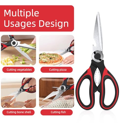 FAROPS Kitchen Scissor For General Use 2-Packs,Heavy Duty Kitchen Raptor Meat Shears,Dishwasher Safe Cooking Scissors, Stainless Steel Multi-function Scissors For Food,Chicken,Poultry, Fish, Pizza,Herbs - Image 5