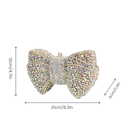 Tngan Women Luxury Bowknot Shaped Evening Clutch Sparkling Rhinestones Handbag for Banquet Wedding Party, A-gold AB - Image 4