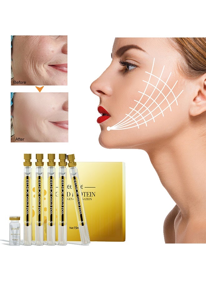 EELHOE Gold Protein Collagen Combination -Protein Thread Lifting Set, Soluble Protein Thread and Nano Gold Essence Combination, Absorbable Collagen Thread for Face Lift, Reverse Collagen Serum for Face, Smoothing Firming Moisturizing - Image 1