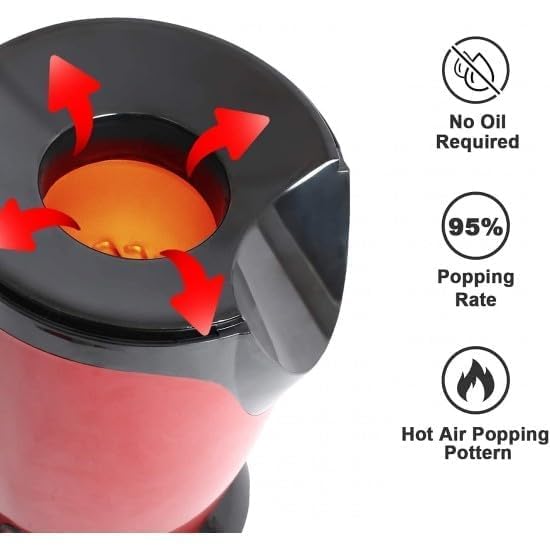 Pamidhar Mini Sweet Hot Air Popcorn Machine Automatic Instant Popcorn Maker Stylish OilFree Snack Maker Multicolor - Image 3