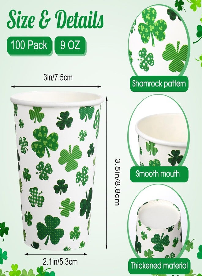 Maxcheck 100 Pcs St Patrick's Day Disposable Cups 9 oz Paper Cups Green Shamrock Coffee Cups Drinking Cups for Coffee, Water, Juice, Hot and Cold Drinks, St Patrick's Day Party Supplies - Image 2