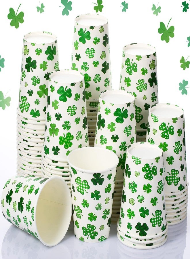 Maxcheck 100 Pcs St Patrick's Day Disposable Cups 9 oz Paper Cups Green Shamrock Coffee Cups Drinking Cups for Coffee, Water, Juice, Hot and Cold Drinks, St Patrick's Day Party Supplies - Image 1