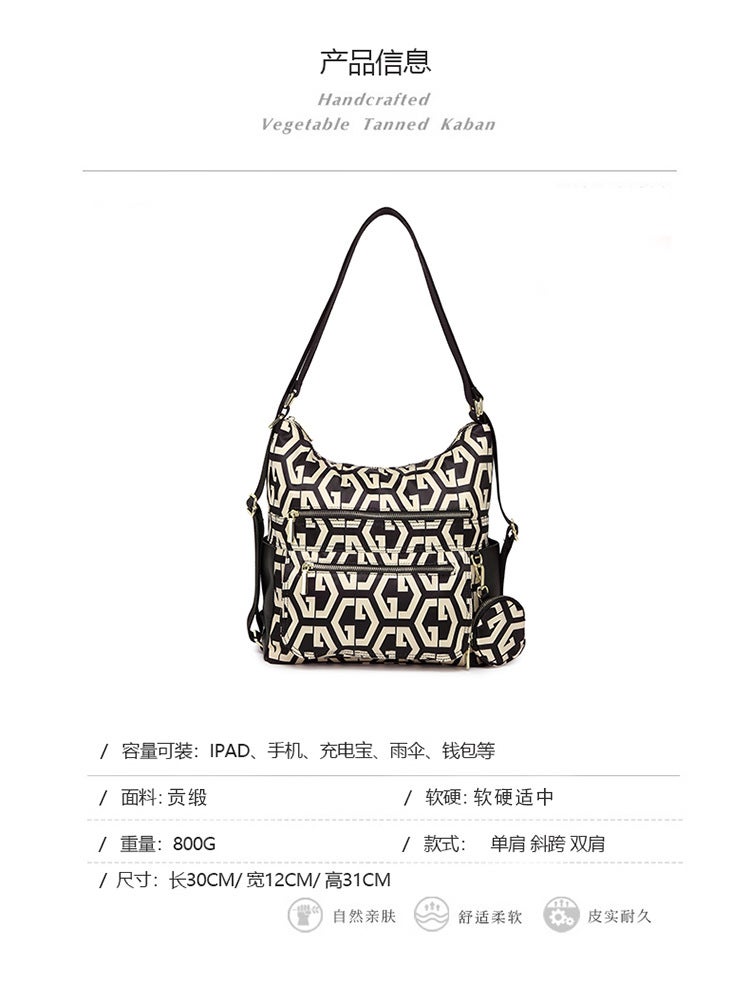 Tote Bag Women'S Large Capacity Commuting High-End Backpack Casual Printed Oxford Cloth Multi-Purpose Single-Shoulder Crossbody Bag - Image 2