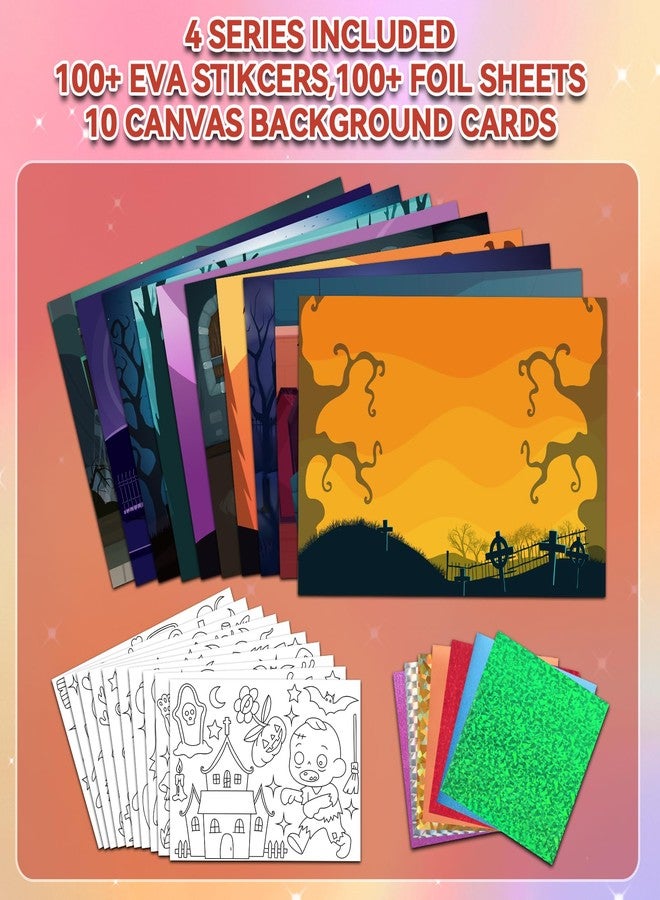 ATFUNSHOP Halloween Crafts for Kids Foil Art No Mess Foil Craft Toy for Kids Ages 4 5 6 7 8 9 10, DIY Activity Kit with Spooky Ghosts, Pumpkins & Bats,Halloween Party Favors Toys & Games for Boys and Girls - Image 3