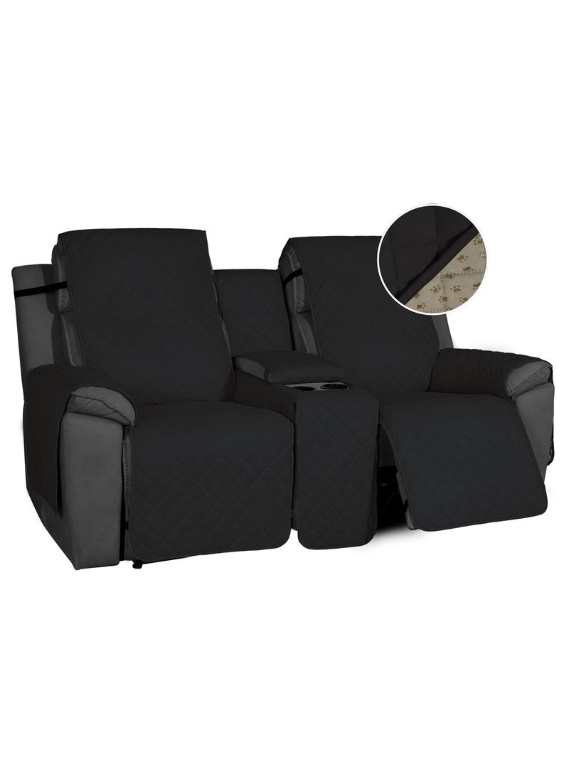 Easy-Going EasyGoing NonSlip Loveseat Recliner Sofa with Console Water Resistant Double Reclining Couch Cover with Adjustable Strap 2Piece Washable Furniture Cover for Dog Pet 2 Seater Black 