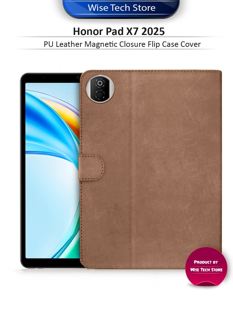 دبليو تيك غطاء واقٍ لهاتف Honor Pad X7 2025 بحجم 8.7 بوصة مصنوع من جلد PU مع إغلاق مغناطيسي (TCFPSR) - بني - Image 1
