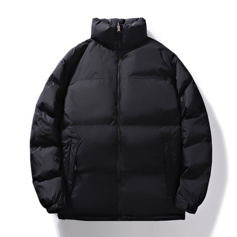 Cross-border wholesale autumn and winter new contrast color couple down cotton-padded jacket loose thick cold-proof warm cotton-padded jacket coat Brown - Image 4