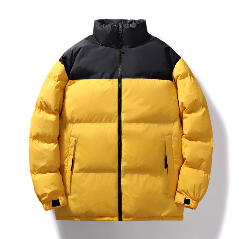 Cross-border wholesale autumn and winter new contrast color couple down cotton-padded jacket loose thick cold-proof warm cotton-padded jacket coat Brown - Image 5