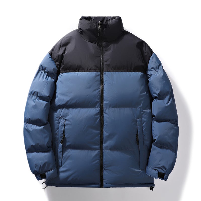 Cross-border wholesale autumn and winter new contrast color couple down cotton-padded jacket loose thick cold-proof warm cotton-padded jacket coat Brown - Image 3