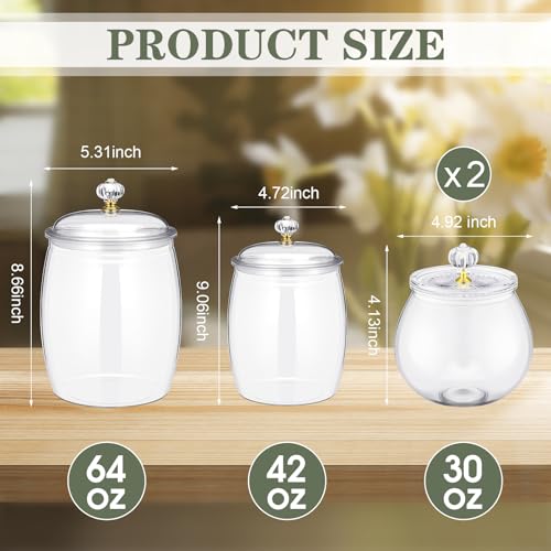 Nuogo 4 Pcs Plastic Candy and Cookie Jars with Lids Clear Cookie Container Candy Jars Large Airtight Apothecary Storage Organization for Wedding Home Kitchen Bar304264 oz - Image 3