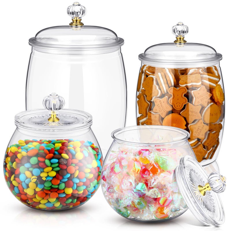 Nuogo 4 Pcs Plastic Candy and Cookie Jars with Lids Clear Cookie Container Candy Jars Large Airtight Apothecary Storage Organization for Wedding Home Kitchen Bar304264 oz - Image 2