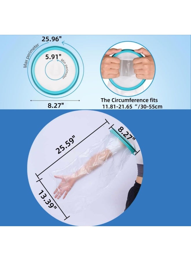 Waterproof Cast Covers for Shower Adult, Watertight Cast Protector for Arm Hand Wrist Finger Leg Knee Foot Ankle Thigh Elbow, Reusable Elastic Cast Bag for Bandage (Adult Straight Arm) - Image 2